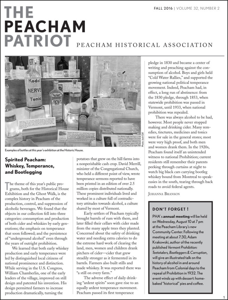 Peacham Patriot, Fall 2016 cover