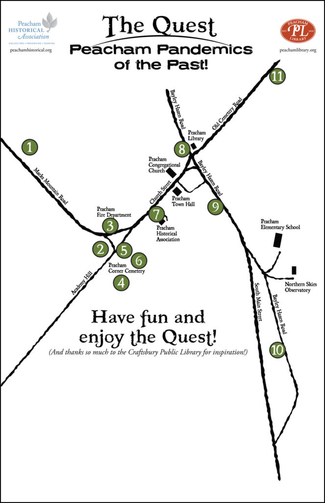 Map for Quest, Peacham Pandemics of the Past, Peacham Historical Association 2020