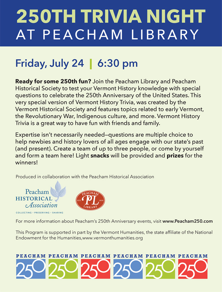 Peacham 250 Trivia Night at Peacham Library